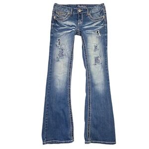 Amethyst Womens Jeans 5 Bootcut Distressed Y2k Low Rise Preppy 2000s Cowgirl